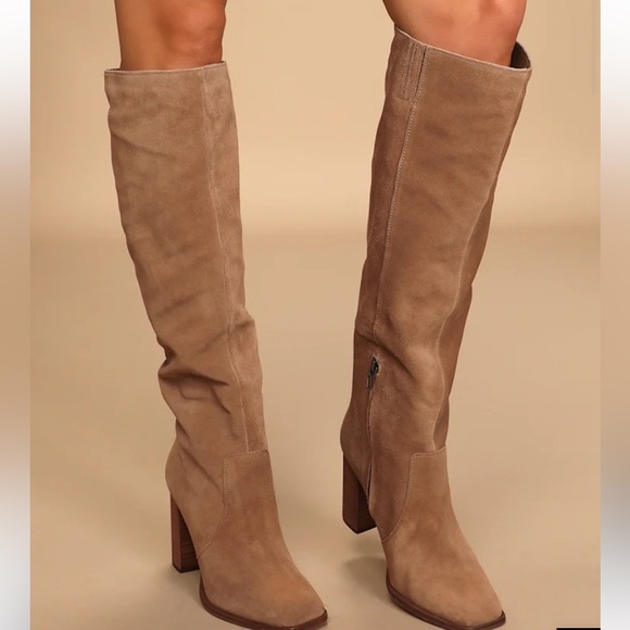 Dolce Vita Shoes - Dolce Vita Nekita Truffle Suede Leather Square Toe Knee-High Boots